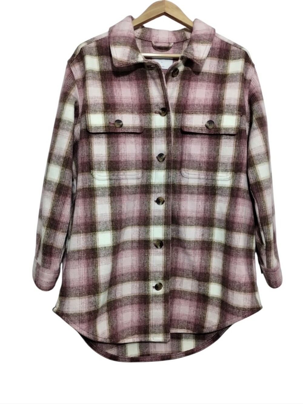 Old Navy Plaid Soft-Brushed Utility Shacket Women's L Preppy